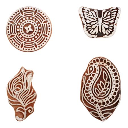 Set of 4 Piece New Mix Wooden Printing Block